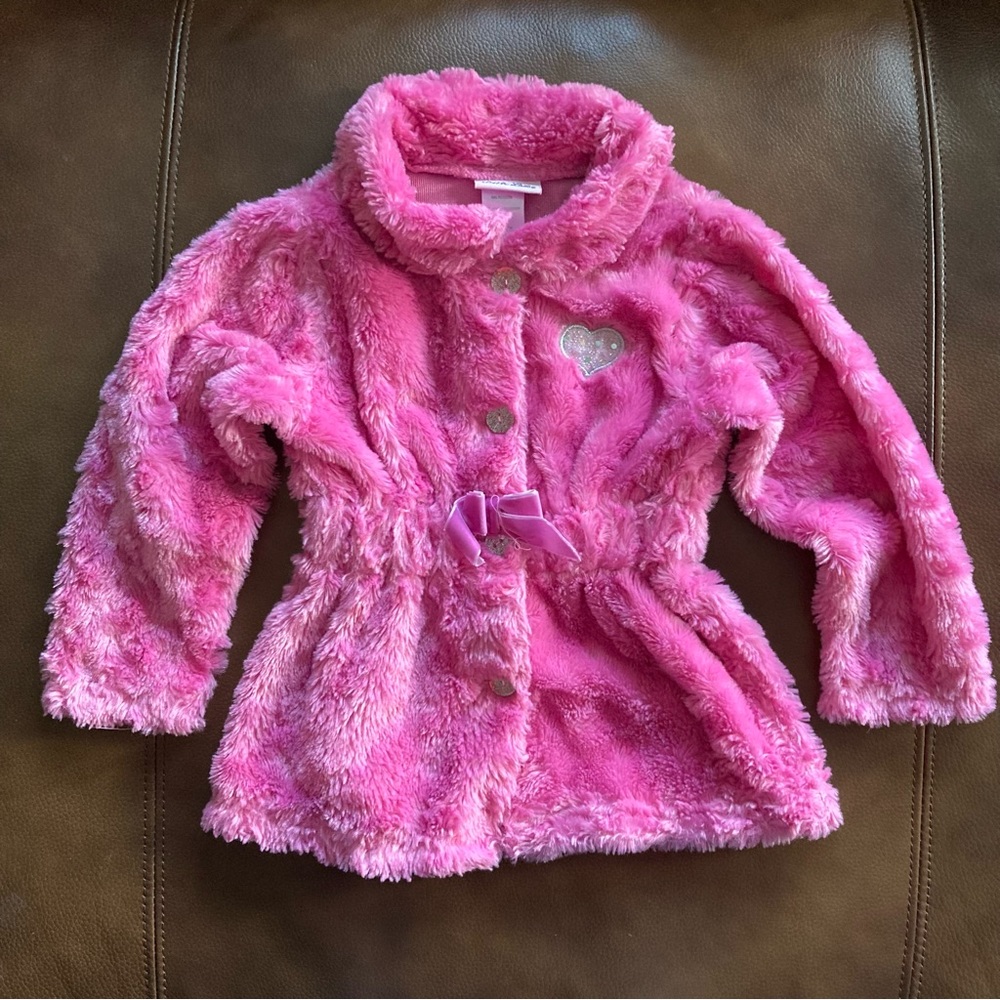 Little Lass Toddler Girl’s Pink Faux Fur Jacket - Size 4T